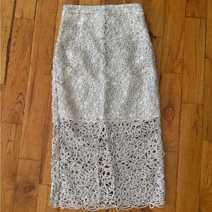 TOPSHOP White Lace Midi Skirt